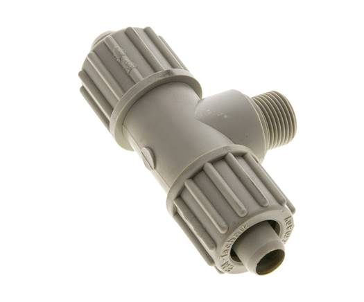 16x10mm En G3/8'' PP T-Vormige Knelfitting Met Buitendraad 10 Bar PVC En PA