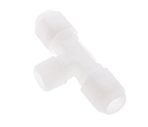 8x10 Mm&R3/8'' Pvdf T-Vorm Tee Slang Aansluiting Met Buitendraad 10Bar/145Psi