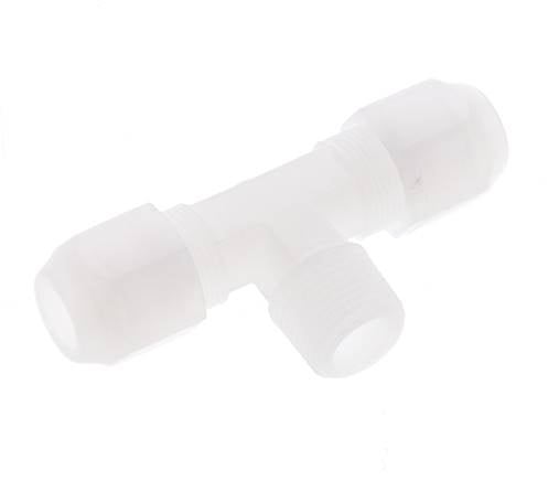 8x10 Mm&R3/8'' Pvdf T-Vorm Tee Slang Aansluiting Met Buitendraad 10Bar/145Psi