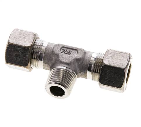 16S & R1/2'' RVS T-stuk Knelfitting Buitendraad 400bar ISO 8434-1