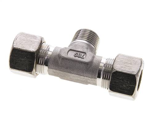 16S & R1/2'' RVS T-stuk Knelfitting Buitendraad 400bar ISO 8434-1