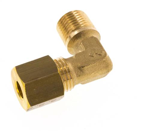 R 1/8'' Buitendraad x 5mm Messing L-Knelfitting 90 graden 150 Bar DIN EN 1254-2