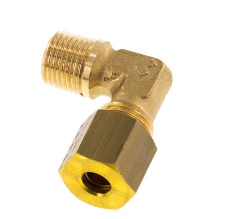 R 1/8'' Buitendraad x 5mm Messing L-Knelfitting 90 graden 150 Bar DIN EN 1254-2