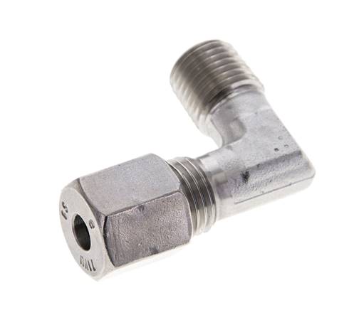 1/4'' NPT Buitendraad x 6S RVS Elbow 90deg Snijring 630 Bar DIN 2353
