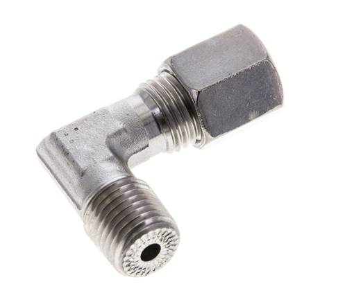 1/4'' NPT Buitendraad x 6S RVS Elbow 90deg Snijring 630 Bar DIN 2353