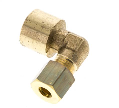 G 1/4'' x 6mm Messing L-Knelfitting 90 graden 150 Bar DIN EN 1254-2