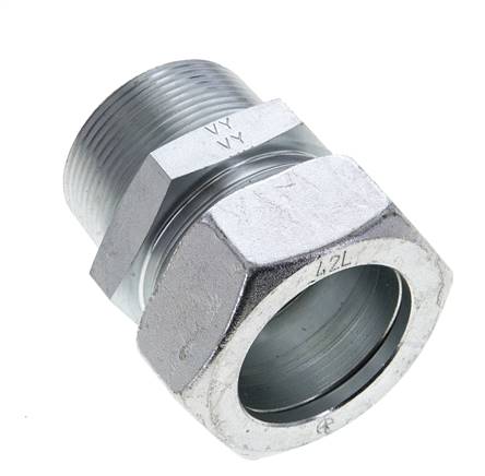 1 1/2'' NPT Buitendraad x 42L Verzinkt Stalen Rechte Snijring Koppeling 160 Bar DIN 2353