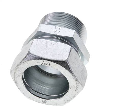 1 1/2'' NPT Buitendraad x 42L Verzinkt Stalen Rechte Snijring Koppeling 160 Bar DIN 2353