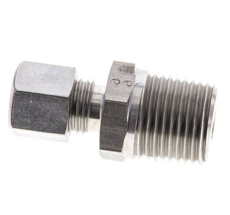 1/2'' NPT Buitendraad x 8L RVS Rechte Knelfitting 315 Bar DIN 2353