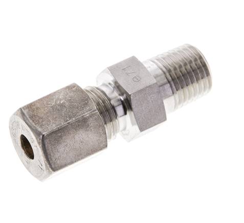 1/4'' NPT Buitendraad x 6S RVS Rechte Knelfitting 630 Bar DIN 2353