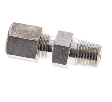 1/4'' NPT Buitendraad x 6S RVS Rechte Knelfitting 630 Bar DIN 2353