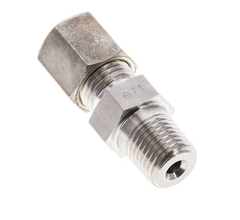 1/4'' NPT Buitendraad x 6S RVS Rechte Knelfitting 630 Bar DIN 2353