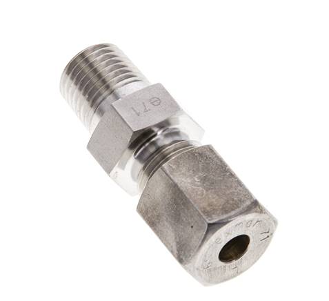 1/4'' NPT Buitendraad x 6S RVS Rechte Knelfitting 630 Bar DIN 2353