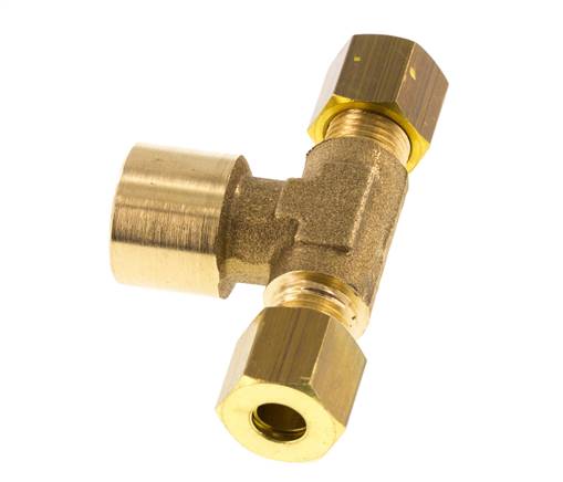 G 1/4'' x 6mm Messing T-stuk Knelfitting 150 Bar DIN EN 1254-2