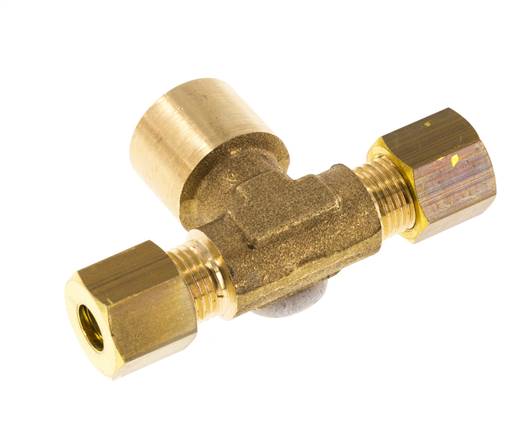 G 1/4'' x 6mm Messing T-stuk Knelfitting 150 Bar DIN EN 1254-2