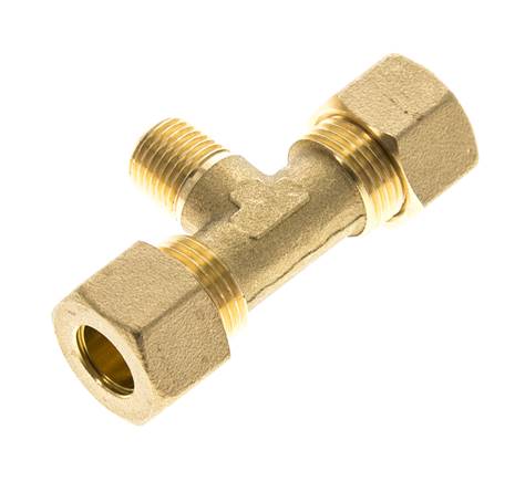 R 1/4'' Buitendraad x 12mm Messing T-stuk Knelfitting 75 Bar DIN EN 1254-2