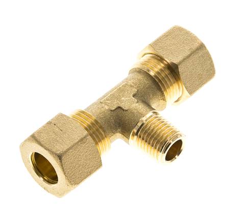 R 1/4'' Buitendraad x 12mm Messing T-stuk Knelfitting 75 Bar DIN EN 1254-2