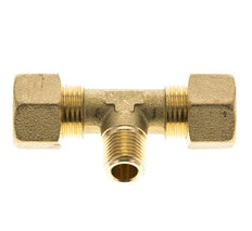 R 1/4'' Buitendraad x 12mm Messing T-stuk Knelfitting 75 Bar DIN EN 1254-2