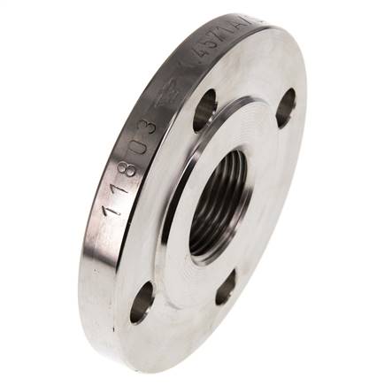 Draadflens DN25-PN6 Rp 1'' RVS 1.4571 DIN 2565 En EN 1092-1 (Type 13)