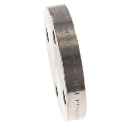 Blindflens DN20-PN16 RVS 1.4571 DIN 2527