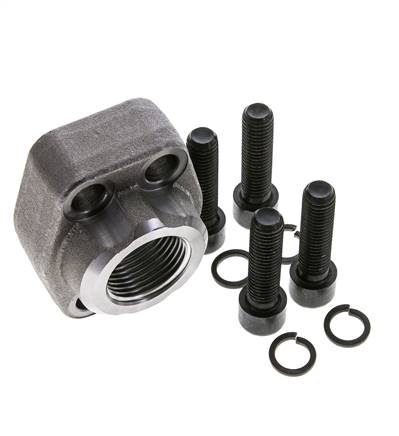 1'' SAE Flens 6000 psi Blank staal met G1'' Binnendraad ISO 6162-2