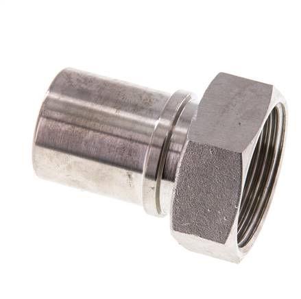 32 mm & G1-1/4'' RVS 1.4401 Slangpilaar Wartelmoer Vlakke PTFE Afdichting en Veiligheidskraag EN 14420-5 (DIN 2817)