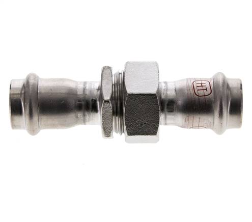 Perskoppeling wartelmoer - 22mm Persmof - RVS Vlakke Afdichting