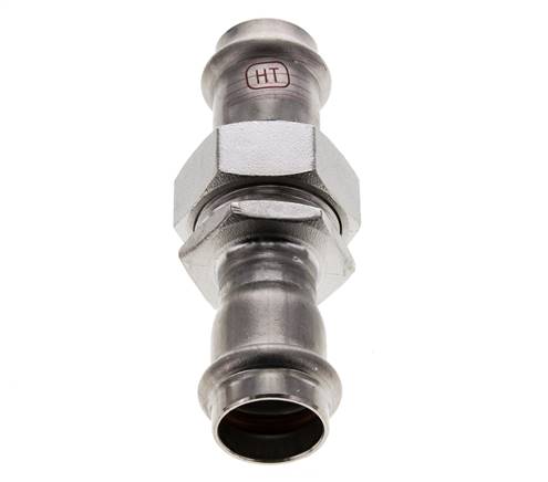 Perskoppeling wartelmoer - 22mm Persmof - RVS Vlakke Afdichting