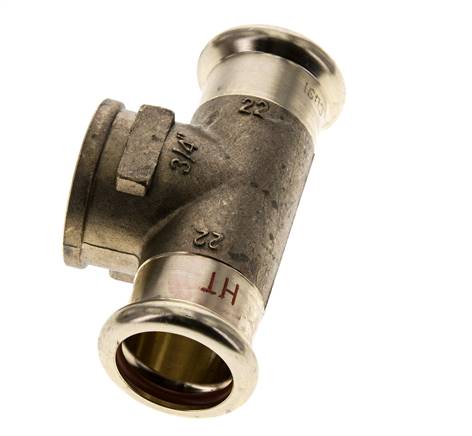 Tee Press Fitting - 22mm & Rp 3/4'' Persmof - Koperlegering