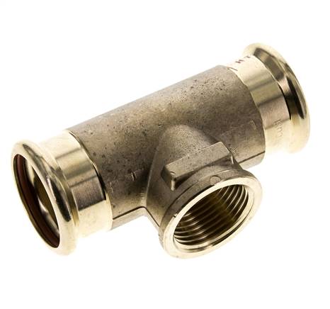 Tee Press Fitting - 35mm & Rp 1'' Persmof - Koperlegering