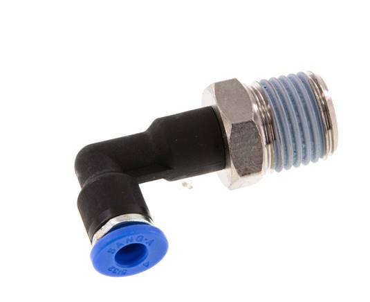 4mm x R1/4'' 90 graden L-verbinding Messing/PA 66 Insteekfitting Buitendraad Lange Behuizing Draaibaar NBR [2 Stuks]