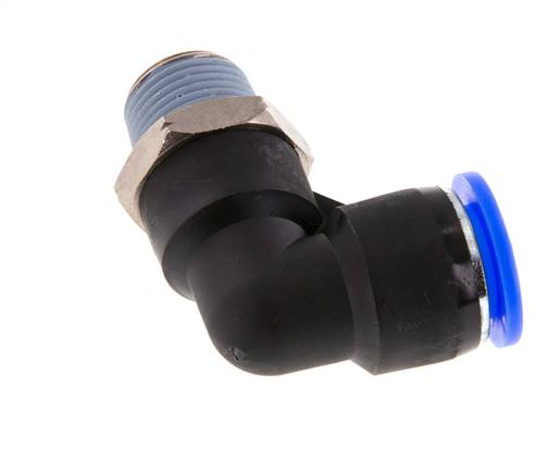 1/2'' x 3/8'' NPT 90 graden L-verbinding Messing/PBT Insteekfitting Buitendraad Draaibaar NBR [2 Stuks]