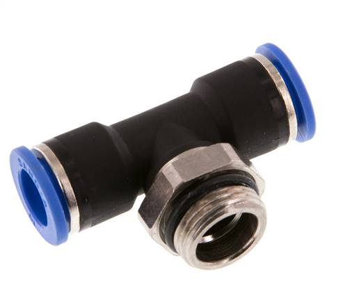 10mm x G3/8'' inline T-stuk Messing/PA 66 Insteekfitting Buitendraad Draaibaar NBR