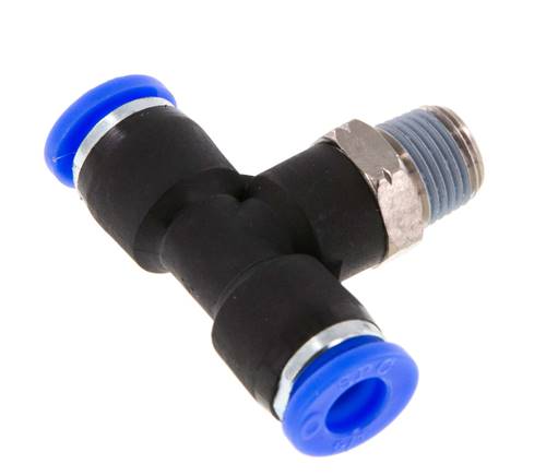 1/4'' x 1/8'' NPT inline T-stuk Messing/PBT Insteekfitting Buitendraad Draaibaar NBR [2 Stuks]
