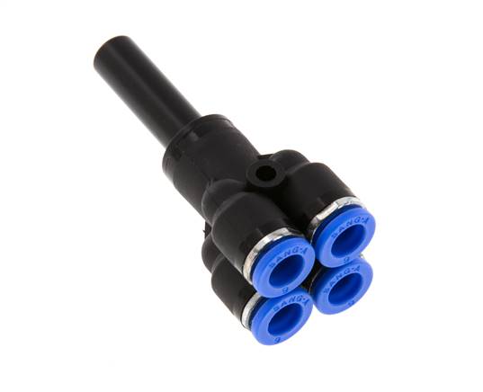 6mm x 8mm 4-way Y Manifold Messing/PA 66 Insteekfitting Plug NBR