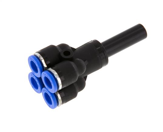 6mm x 8mm 4-way Y Manifold Messing/PA 66 Insteekfitting Plug NBR