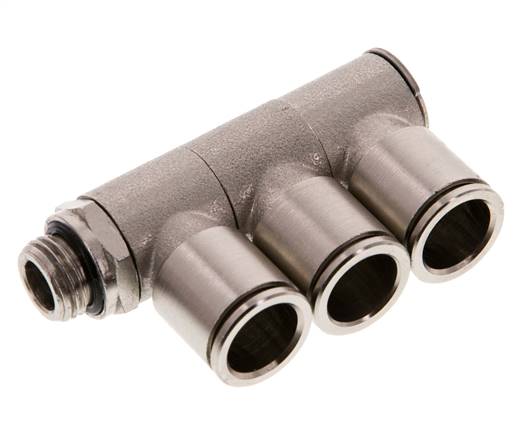 12mm x G1/4'' 3-way Manifold Messing Insteekfitting Buitendraad Draaibaar NBR