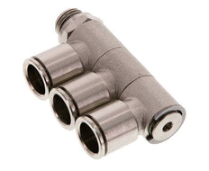 12mm x G1/4'' 3-way Manifold Messing Insteekfitting Buitendraad Draaibaar NBR