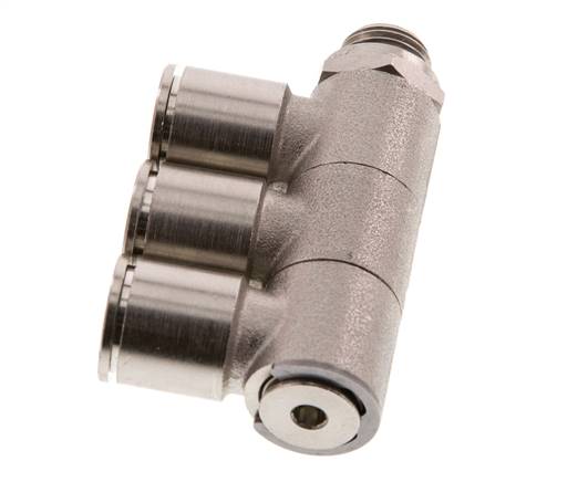 12mm x G1/4'' 3-way Manifold Messing Insteekfitting Buitendraad Draaibaar NBR
