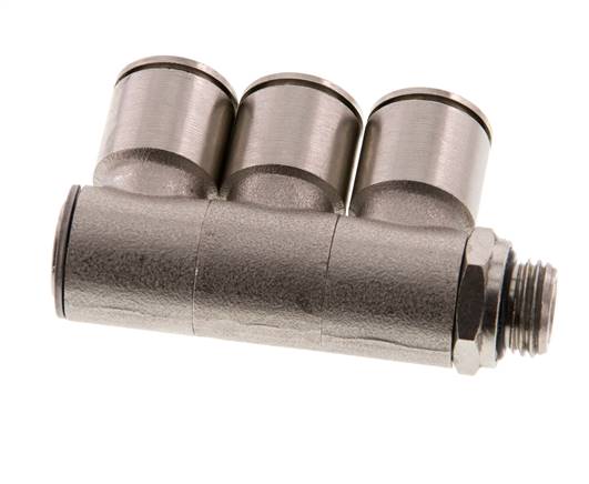12mm x G1/4'' 3-way Manifold Messing Insteekfitting Buitendraad Draaibaar NBR