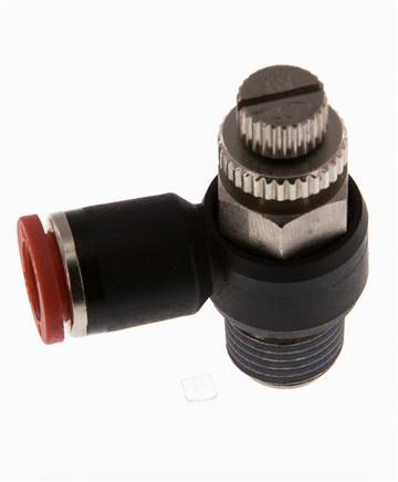 L-stuk Regelventiel 8 mm - R1/4'' Regeling-in Messing/Nylon