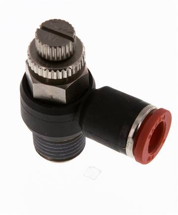 L-stuk Regelventiel 8 mm - R1/4'' Regeling-in Messing/Nylon