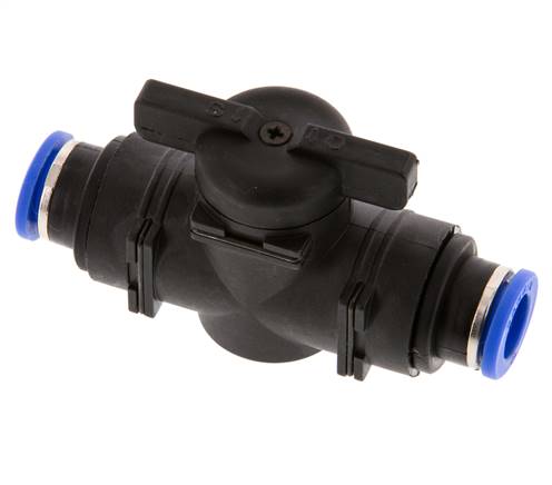 10 mm Kunststof/Messing rechte 2-Weg Kogelkraan