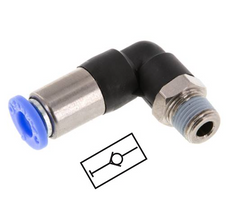 8mm & R1/4'' Zelfsluitende L-insteekkoppeling Vernikkeld messing/PBT buitendraad 0-10 bar