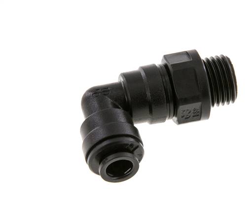 6mm x G1/4'' 90 graden L-verbinding POM Insteekfitting Buitendraad Draaibaar NBR [2 Stuks]