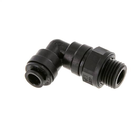 6mm x G1/4'' 90 graden L-verbinding POM Insteekfitting Buitendraad Draaibaar NBR [2 Stuks]