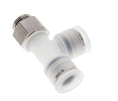 12mm x G3/8'' rechte hoek T-stuk PA/RVS Insteekfitting Buitendraad FDA Draaibaar EPDM