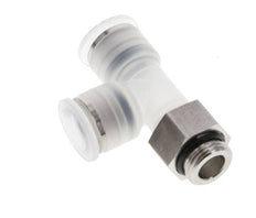 12mm x G3/8'' rechte hoek T-stuk PA/RVS Insteekfitting Buitendraad FDA Draaibaar EPDM