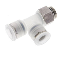 12mm x G3/8'' rechte hoek T-stuk PA/RVS Insteekfitting Buitendraad FDA Draaibaar EPDM