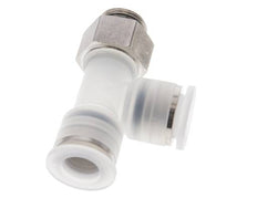 12mm x G3/8'' rechte hoek T-stuk PA/RVS Insteekfitting Buitendraad FDA Draaibaar EPDM